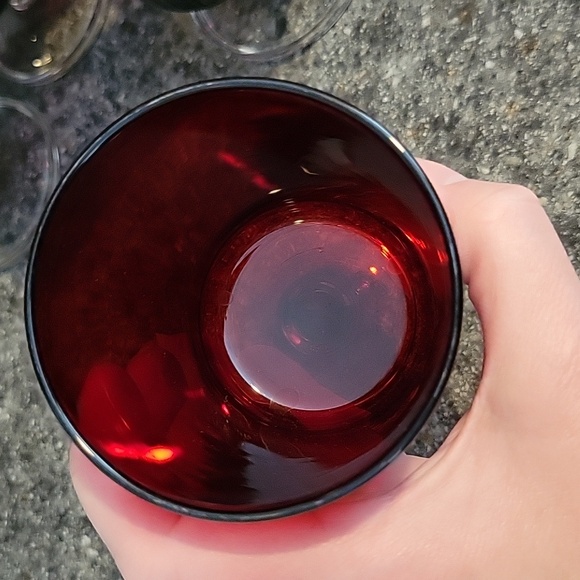 Red vintage Luminarc glassware bundle stamped France, 6 large, 6 small - Picture 7 of 9